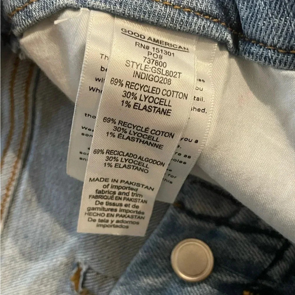 Good American Good Skate Wide Leg Jean Size 15 medium wash light distressing - Picture 7 of 10